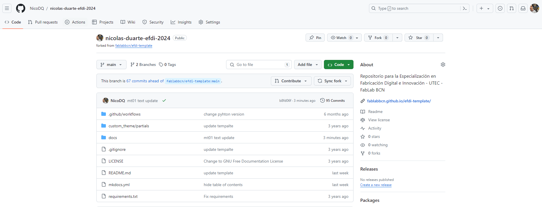 Imagen de resultado de fork en repo personal