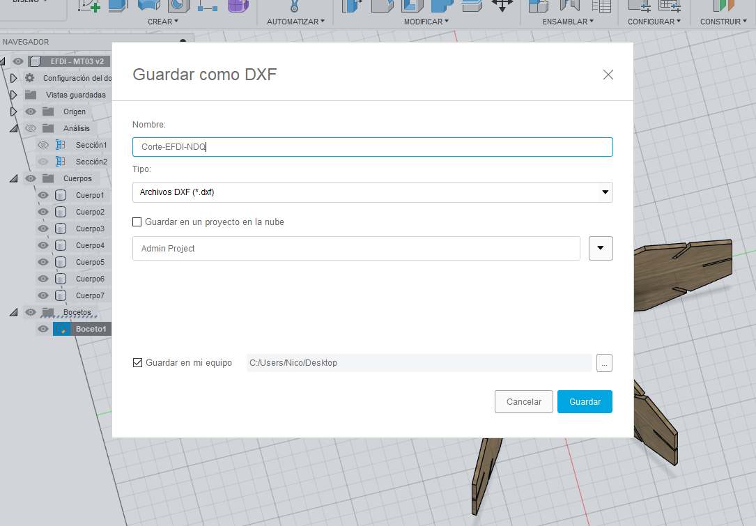 Imagen de Export Sketch como DXF en F360