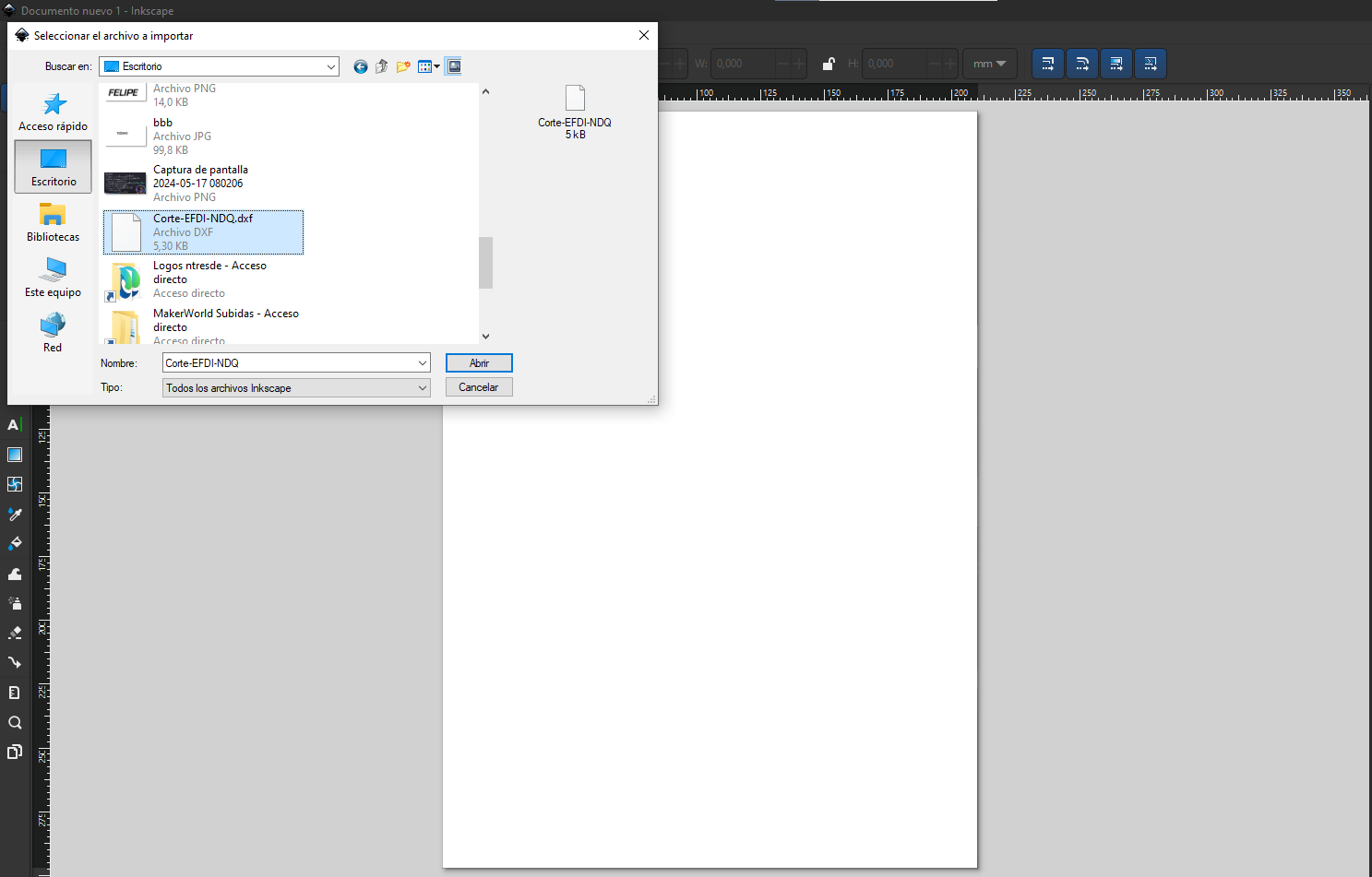 Imagen de DXF en Inkscape